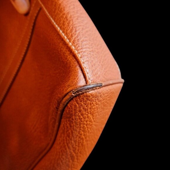 Vintage 1990s Marie Claire Cognac Leather Shoulder Tote Bag w/ Gold Hardware - Picture 10 of 14